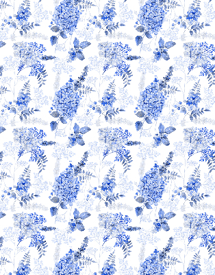 Binnenrolgordijn in blauwe bloemenprint voor raam