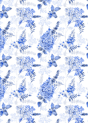 Binnenrolgordijn in blauwe bloemenprint voor raam