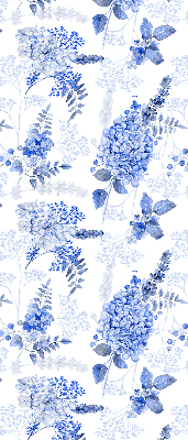Binnenrolgordijn in blauwe bloemenprint voor raam