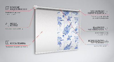Binnenrolgordijn in blauwe bloemenprint voor raam