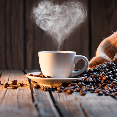Binnengordijn een kopje koffie