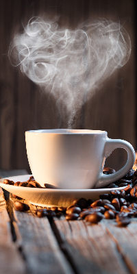 Binnengordijn een kopje koffie