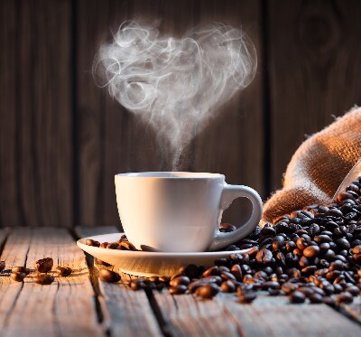 Binnengordijn een kopje koffie