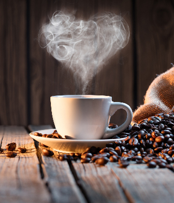 Binnengordijn een kopje koffie