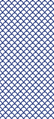 Binnenrolgordijn voor raam in blauwe schubben