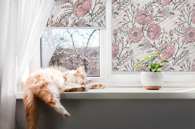 Rolgordijn voor raam met bloemknopmotief