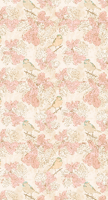 Binnenrolgordijn voor raam met vogels tussen de bloemen
