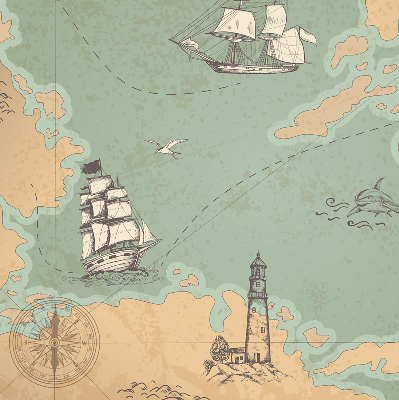 Binnengordijn met oceaankaart