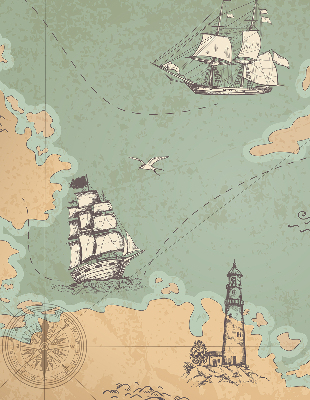 Binnengordijn met oceaankaart