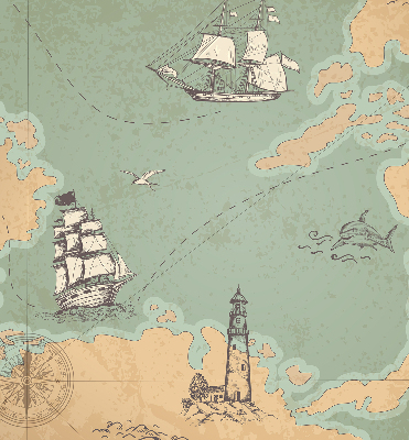 Binnengordijn met oceaankaart