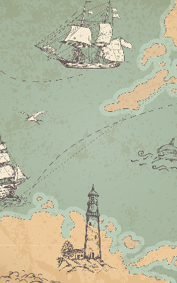 Binnengordijn met oceaankaart