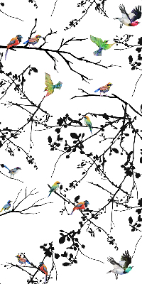 Binnenrolgordijn voor raam met vogels op de takken