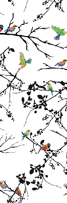 Binnenrolgordijn voor raam met vogels op de takken