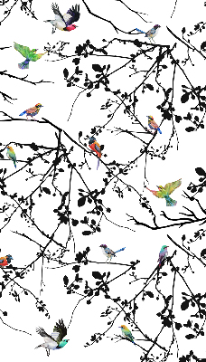 Binnenrolgordijn voor raam met vogels op de takken