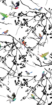 Binnenrolgordijn voor raam met vogels op de takken