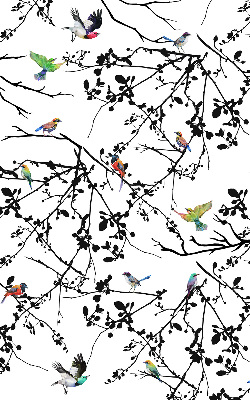 Binnenrolgordijn voor raam met vogels op de takken