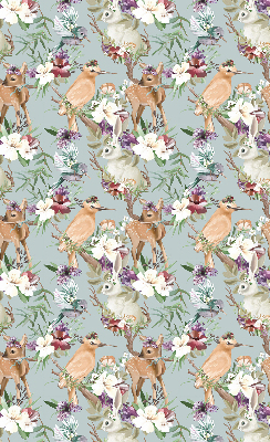 Binnengordijn met reeën, vogels en konijnen
