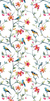 Rolgordijn voor raam met vogels op de takjes