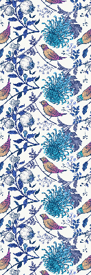 Binnengordijn in blauwe boombloemen