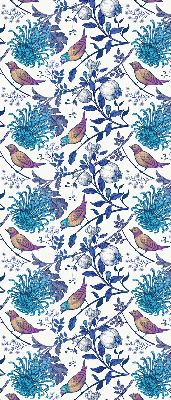 Binnengordijn in blauwe boombloemen