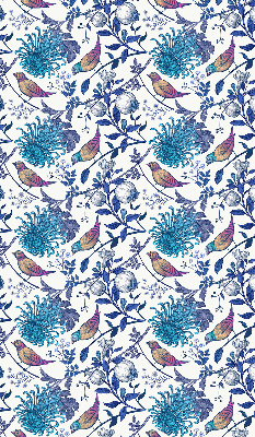 Binnengordijn in blauwe boombloemen