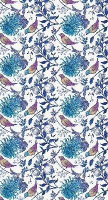 Binnengordijn in blauwe boombloemen