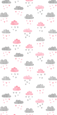 Binnenrolgordijn voor raam met roze en grijze wolken