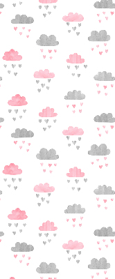 Binnenrolgordijn voor raam met roze en grijze wolken