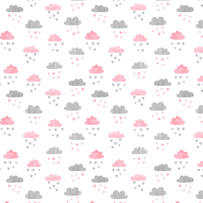 Binnenrolgordijn voor raam met roze en grijze wolken