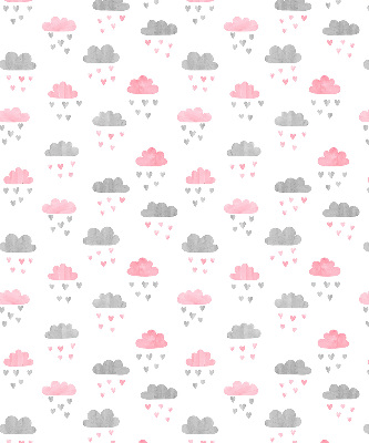 Binnenrolgordijn voor raam met roze en grijze wolken