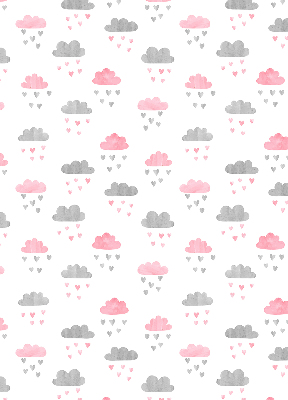 Binnenrolgordijn voor raam met roze en grijze wolken