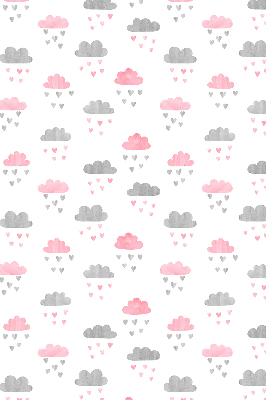 Binnenrolgordijn voor raam met roze en grijze wolken