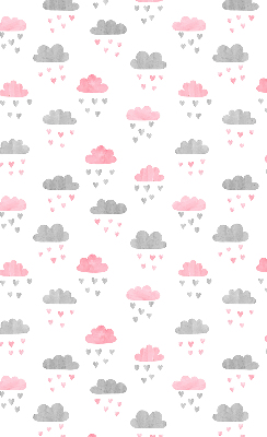 Binnenrolgordijn voor raam met roze en grijze wolken