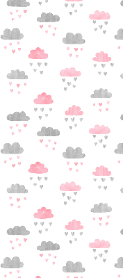 Binnenrolgordijn voor raam met roze en grijze wolken