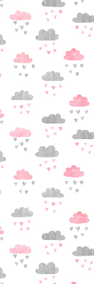 Binnenrolgordijn voor raam met roze en grijze wolken