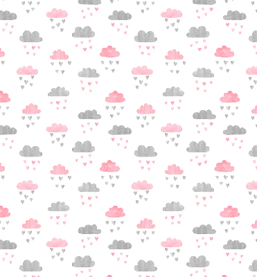Binnenrolgordijn voor raam met roze en grijze wolken