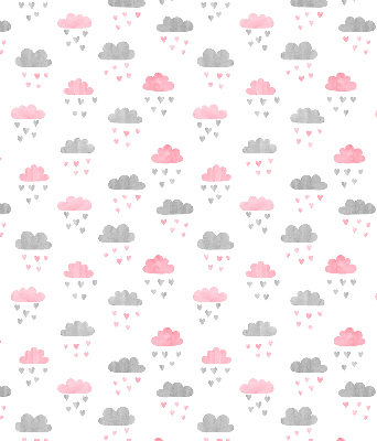 Binnenrolgordijn voor raam met roze en grijze wolken