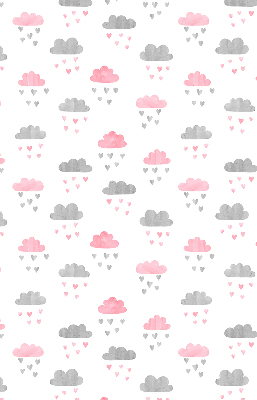 Binnenrolgordijn voor raam met roze en grijze wolken