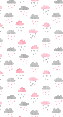 Binnenrolgordijn voor raam met roze en grijze wolken