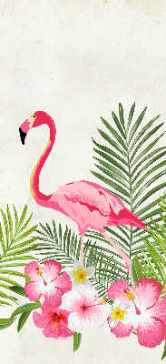 Stoffen rolgordijn met flamingo’s bij de bladeren