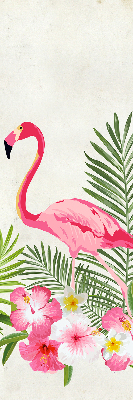 Stoffen rolgordijn met flamingo’s bij de bladeren