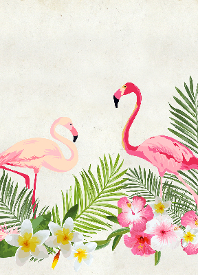 Stoffen rolgordijn met flamingo’s bij de bladeren