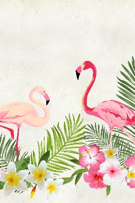 Stoffen rolgordijn met flamingo’s bij de bladeren