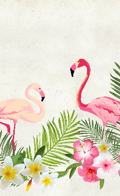 Stoffen rolgordijn met flamingo’s bij de bladeren