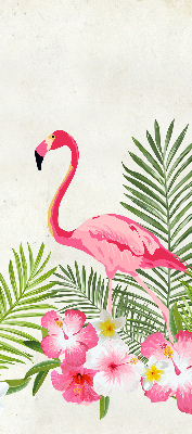 Stoffen rolgordijn met flamingo’s bij de bladeren