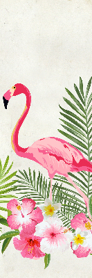 Stoffen rolgordijn met flamingo’s bij de bladeren