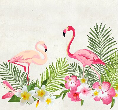 Stoffen rolgordijn met flamingo’s bij de bladeren