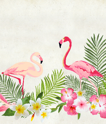 Stoffen rolgordijn met flamingo’s bij de bladeren