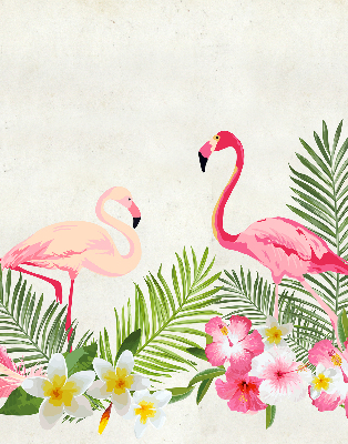 Stoffen rolgordijn met flamingo’s bij de bladeren
