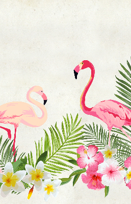 Stoffen rolgordijn met flamingo’s bij de bladeren
